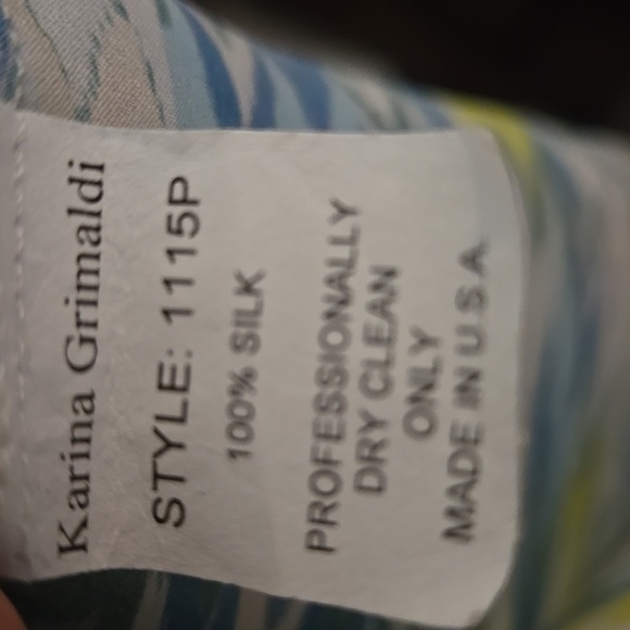 KARINA GRIMALDI Silk Blouse V Neck Chevron Multicolor Pattern Sz Large - Picture 10 of 11